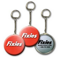 2" Round Metallic Key Chain w/ 3D Lenticular Changing Color Effects - Red/White (Imprinted)